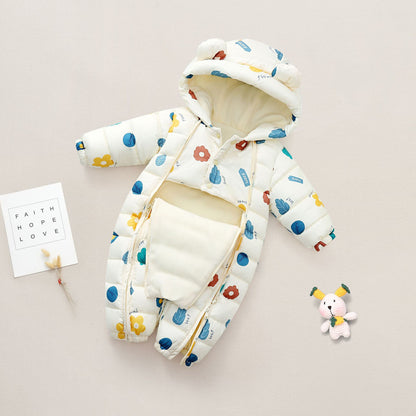 Newborn Baby Jumpsuit Children Winter Boy Romper Girls Go Out Hugging Romper