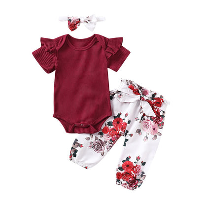 3Pcs Baby Girl Clothes Set Newborn Kids