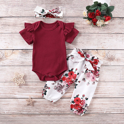 3Pcs Baby Girl Clothes Set Newborn Kids