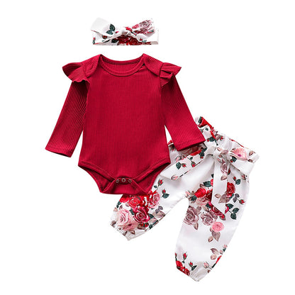 3Pcs Baby Girl Clothes Set Newborn Kids