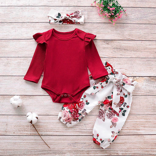 3Pcs Baby Girl Clothes Set Newborn Kids